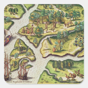 Adesivo Quadrado A chegada francesa ao Port Royal