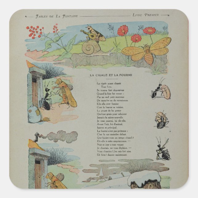 Adesivo Quadrado A Cicada e a Formiga das Fábricas (Frente)