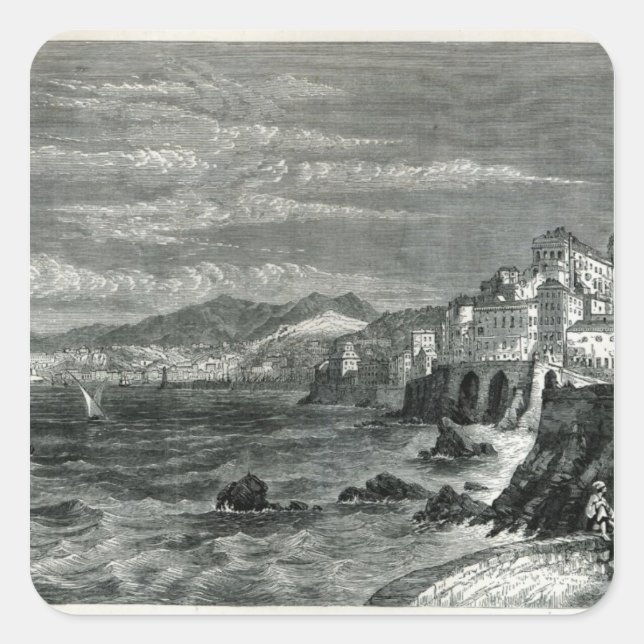 Adesivo Quadrado A cidade de Genoa (Frente)