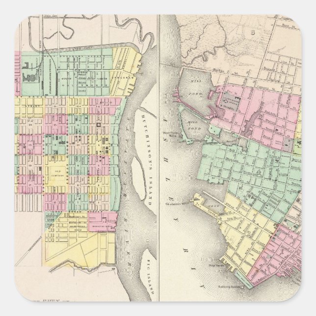 Adesivo Quadrado A Cidade De Savannah Georgia (Frente)