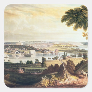 Adesivo Quadrado A Cidade de Washington do lado de fora do Marinho