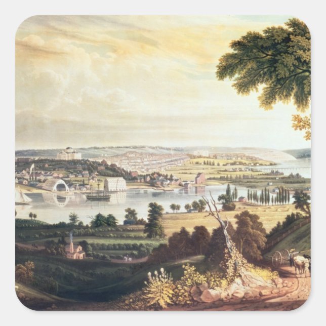 Adesivo Quadrado A Cidade de Washington do lado de fora do Marinho (Frente)