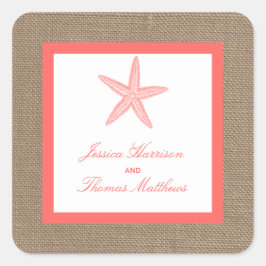 Adesivo Quadrado A Coleção de Casamentos de Praia do Peixe-Estrelo 