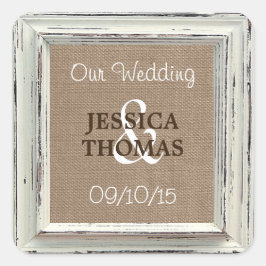 Adesivo Quadrado A Coleção de Casamentos Rustic White Frame & Burla