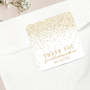 Adesivo Quadrado A coleção Dourado Glam do casamento dos confetes