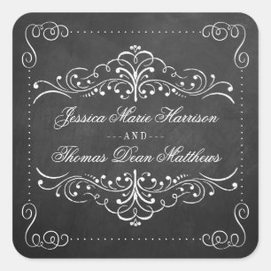 Adesivo Quadrado A coleção ornamentado do casamento do quadro -
