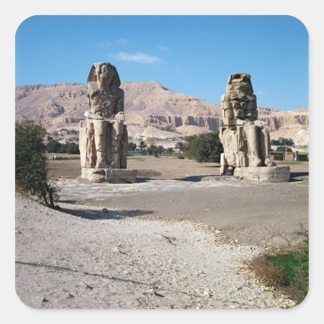 Adesivo Quadrado A Colose da Memnon, estátuas de Amenhotep (Frente)