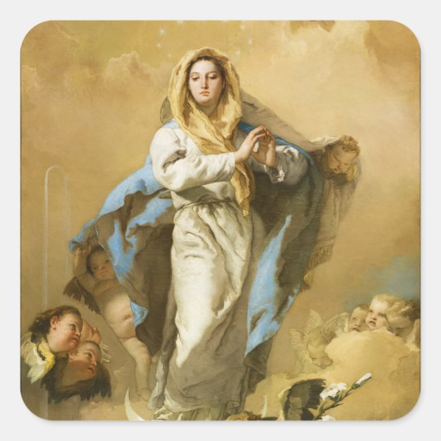 Adesivo Quadrado A Conceição Imaculada de Giovanni B. Tiepolo (Frente)