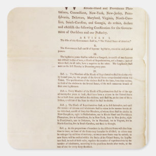 Adesivo Quadrado A constituição de Estados Unidos, 1787