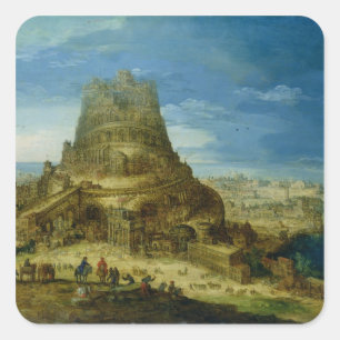 Adesivo Quadrado A construção da torre de Babel