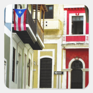Adesivo Quadrado a cor de San Juan velho Puerto Rico