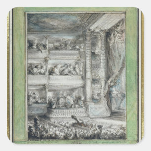 Adesivo Quadrado A coroação de Voltaire no teatro Francais