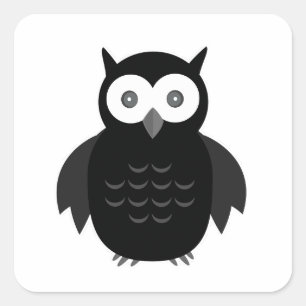 Adesivo Quadrado A Coruja Negra e Branca