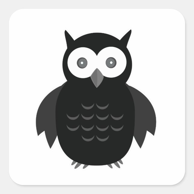 Adesivo Quadrado A Coruja Negra e Branca (Frente)