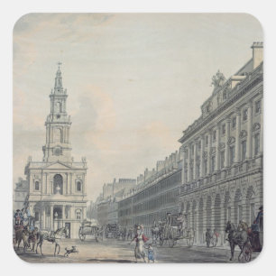 Adesivo Quadrado A costa com casa de Somerset e St Mary le