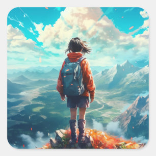Adesivo Quadrado A Cúpula em Sua Alma Anime Hiker Girl