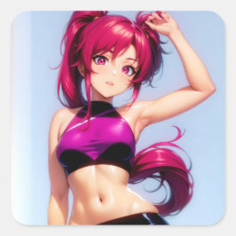 Adesivo Quadrado A cute anime girl