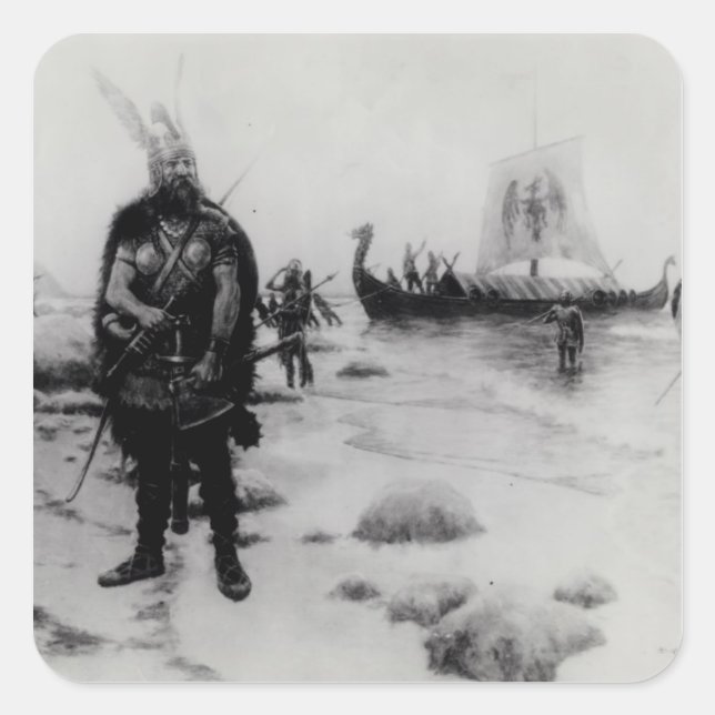 Adesivo Quadrado A descoberta da América por Leif Eriksson (Frente)