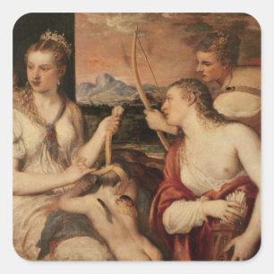 Adesivo Quadrado A educação do Cupido, c.1565