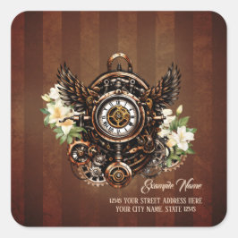 Adesivo Quadrado A elegância de Steampunk Floral Magic