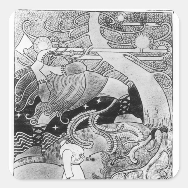 Adesivo Quadrado A Enorme Árvore de Carvalho é Cortada (Frente)