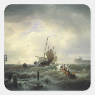 Adesivo Quadrado A entrada ao porto em Hellevoetsluys