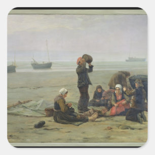 Adesivo Quadrado À espera do peixe, Berck-sur-Mer