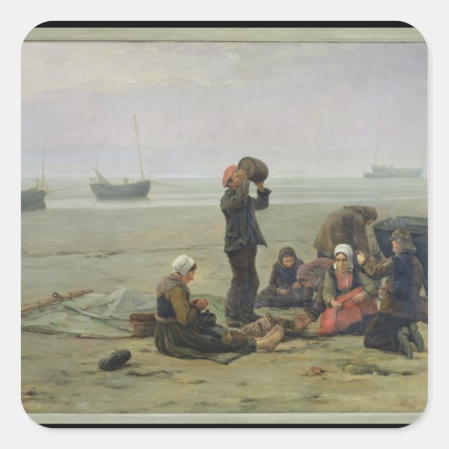 Adesivo Quadrado À espera do peixe, Berck-sur-Mer (Frente)