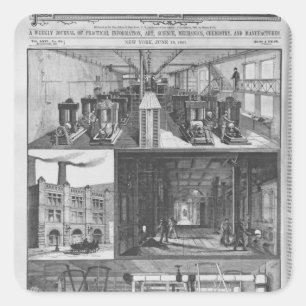 Adesivo Quadrado A estação de Edison o Co Illuminating elétrico