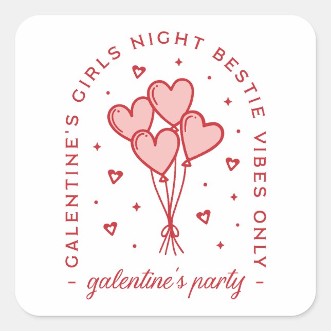 Adesivo Quadrado A estética da coqueta da festa de Galentine (Frente)