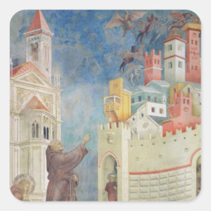 Adesivo Quadrado A expulsão dos diabos de Arezzo, 1297-99