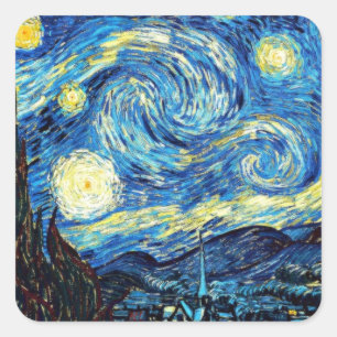 Adesivo Quadrado A famosa pintura de Van Gogh, Noite Estrelada