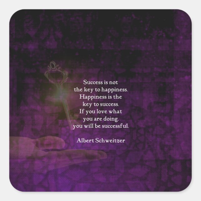 Adesivo Quadrado A Felicidade É A Chave Para O Sucesso Na Subcotaçã (Frente)