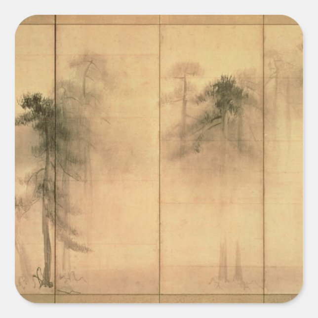 Adesivo Quadrado A floresta de pinheiros (Frente)