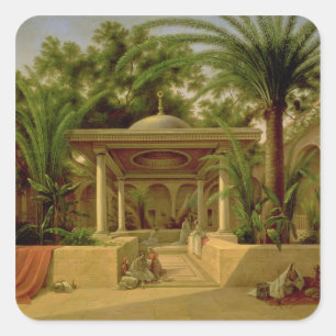 Adesivo Quadrado A fonte de Khabanija, o Cairo, 1845