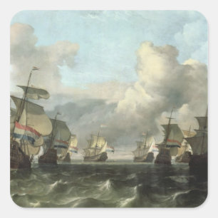 Adesivo Quadrado A frota holandesa da empresa de India, 1675