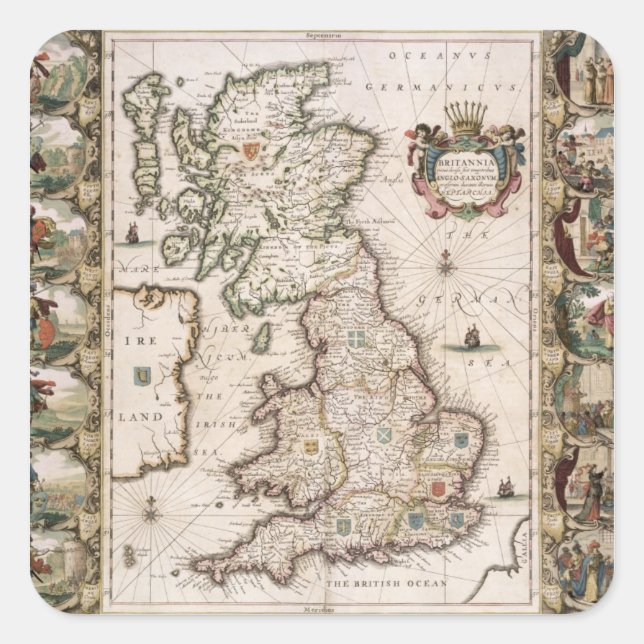 Adesivo Quadrado A Grã-Bretanha, tal como foi concebida durante o t (Frente)
