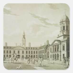 Adesivo Quadrado A grande jarda da corte, castelo de Dublin, 1792