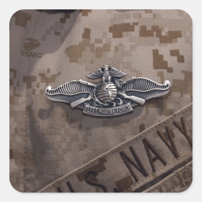 Adesivo Quadrado A Guerra da Força Marinha da Frota Inscrita (Frente)