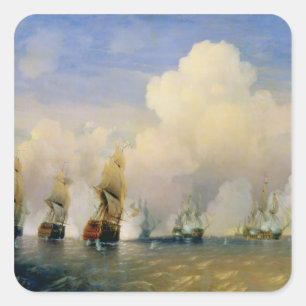 Adesivo Quadrado A guerra Russo-Sueco do mar perto de Kronstadt em