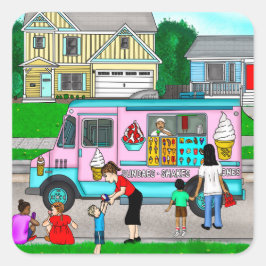 Adesivo Quadrado A Hot Summer Day | A Whimsical Illustration