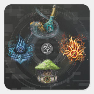 Adesivo Quadrado A ilustração da arte do kanji dos elementos de