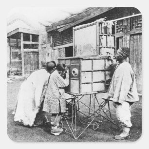 Adesivo Quadrado A lanterna mágica, c.1870 (foto b/w)