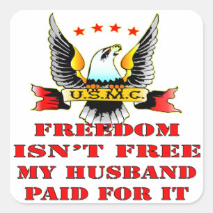 Adesivo Quadrado A liberdade do USMC não está livre meu marido pa