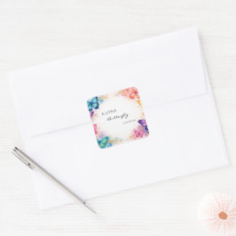 Adesivo Quadrado A Little Butterfly On It’s away Baby Shower