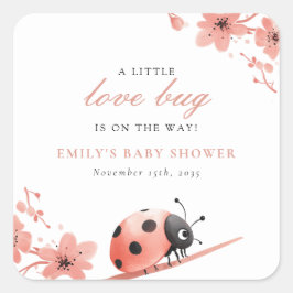 Adesivo Quadrado A Little Love Bug Is On The Way Baby Shower
