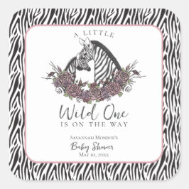 Adesivo Quadrado A Little Wild One Zebra Baby Shower