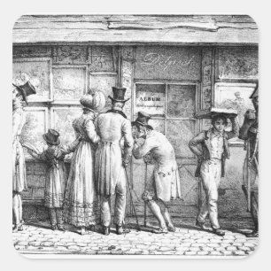 Adesivo Quadrado A loja de cópias litográfica de Delpech, c.1818