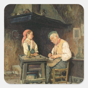 Adesivo Quadrado A loja do sapateiro, 1874 (óleo no painel)