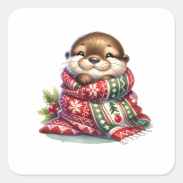 Adesivo Quadrado A lona de Natal em um Scarf